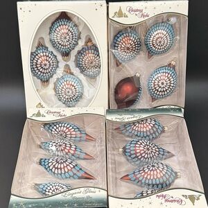 4 Boxes (16pcs) KREBS Mustang Velvet Multi Bronze Glitter Glass Drop Ornaments